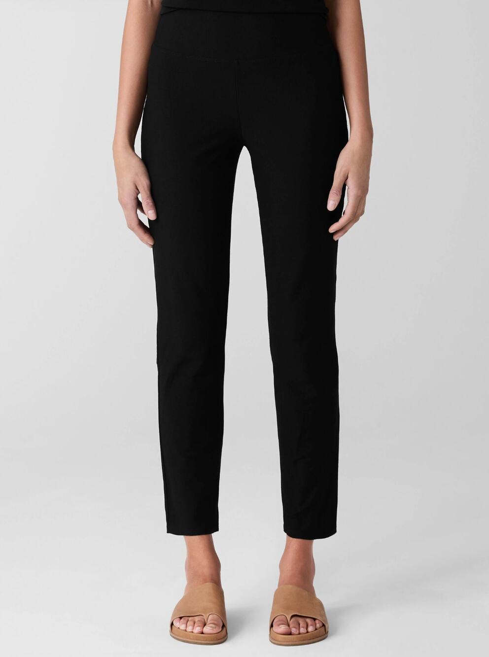 Eileen Fisher High-Waisted Pants Womens XS Black Washable Stretch Crepe Pull On